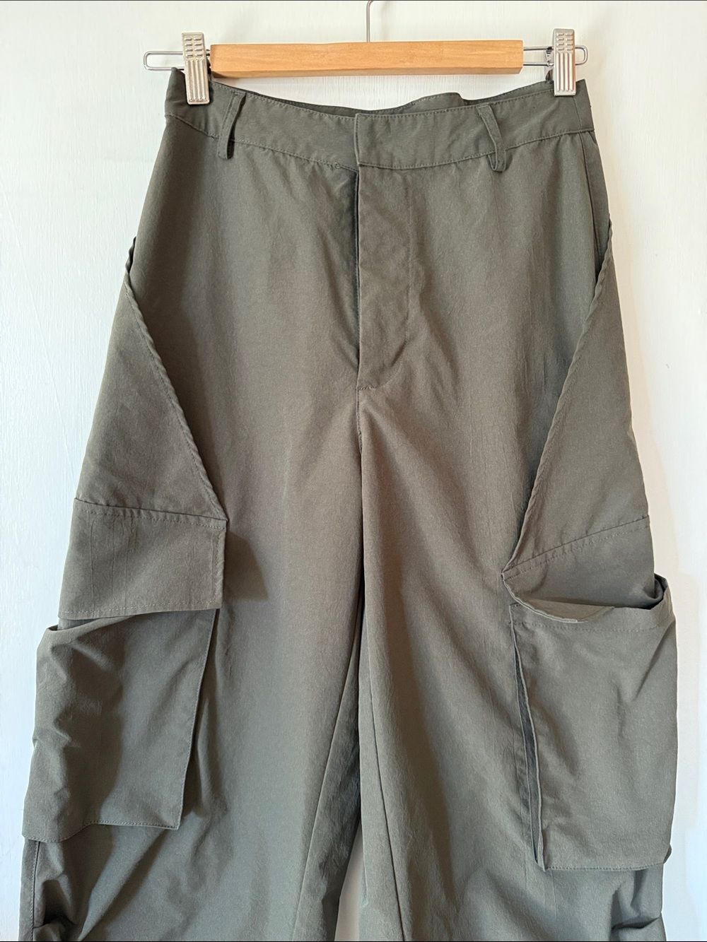 Cider Olive Green Wide Cargo Stretch Trousers Pants Size Small - Picture 2 of 10